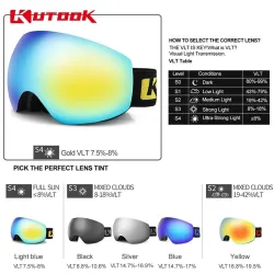 Kutook - masque de ski - lentille double couche anti-UV - anti-buée