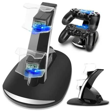 Carregador duplo - suporte - USB - LED - para controlador PS4 / PS4 Pro / PS4 Slim