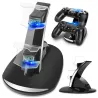 Carregador duplo - suporte - USB - LED - para controlador PS4 / PS4 Pro / PS4 Slim