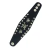 Bracelet cuir large - rivets - tête de mort - style punk