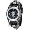 Montre de sport à quartz - tête de mort/chaîne - style punk/gothique - bracelet cuir