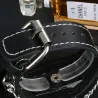 Montre de sport à quartz - tête de mort/chaîne - style punk/gothique - bracelet cuir