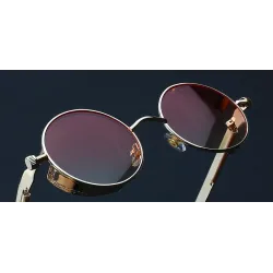 Goottilaiset / steampunk pyöreät aurinkolasit - punainen linssi - metallikehys - UV 400 - unisex