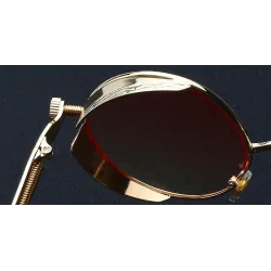 Goottilaiset / steampunk pyöreät aurinkolasit - punainen linssi - metallikehys - UV 400 - unisex