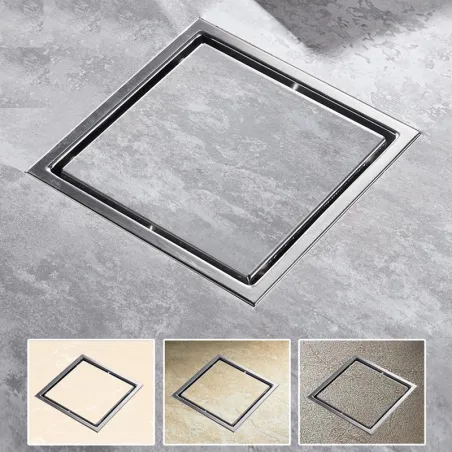 Insert de carrelage - bonde de sol carrée - bonde de salle de bain / douche