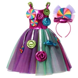 Abito da principessa - lecca lecca / caramelle / colori dell'arcobaleno - costume da bambina
