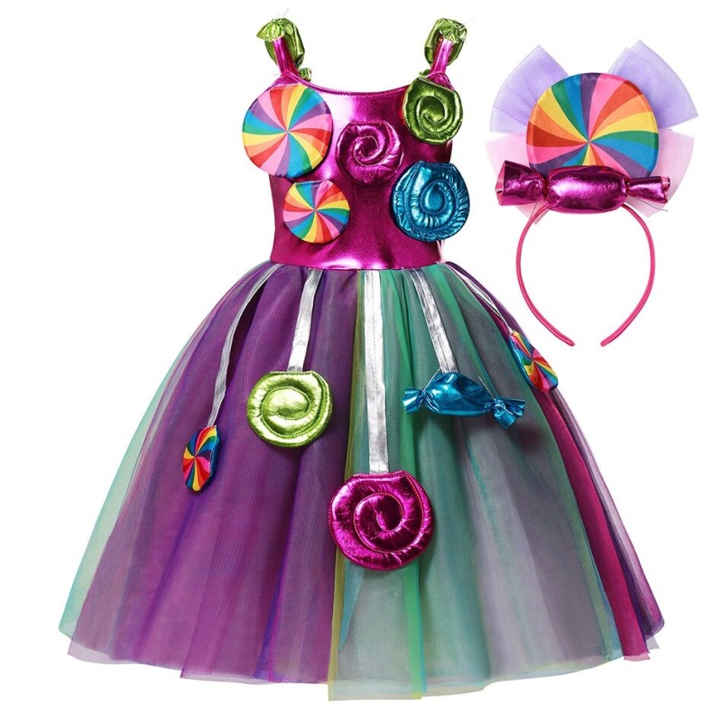 DisfracesVestido de princesa - piruletas / dulces / colores del arco iris - disfraz de niña