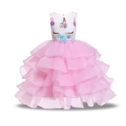 Abito da unicorno - costume da principessa per bambina - collana / cerchietto / ali