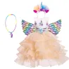Robe licorne - costume de princesse pour fille - collier / bandeau / ailes