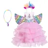 Robe licorne - costume de princesse pour fille - collier / bandeau / ailes