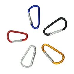 Metallkarabin - nøkkelring - spenne med klipslås - D-form - 10 deler