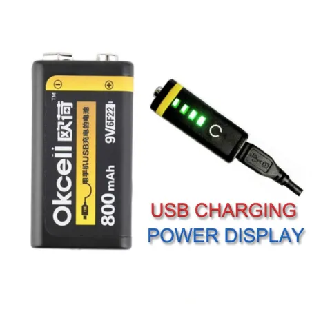 OKCELL - lithium battery - rechargeable - USB - 9V - 800 mAhBattery