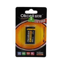 OKCELL - litiumbatteri - oppladbart - USB - 9V - 800 mAh