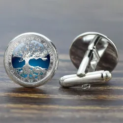 Tree of life - round glass cufflinks - stainless steelCufflinks