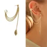Punk / rock stil - ørering med kæde / blad - lang øreclips