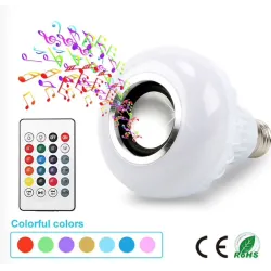 Inteligentna żarówka RGB / LED - ściemnialna - z głośnikiem Bluetooth - pilotem - E27 - 12WBluetooth Głośniki