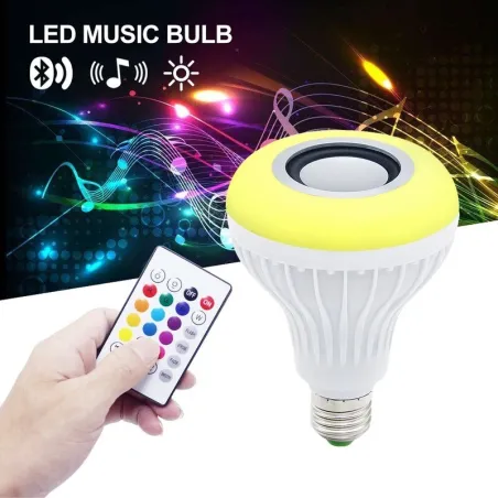 Smart RGB / LED pære - dæmpbar - med Bluetooth højttaler - fjernbetjening - E27 - 12W