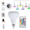 Inteligentna żarówka RGB / LED - ściemnialna - z głośnikiem Bluetooth - pilotem - E27 - 12WBluetooth Głośniki