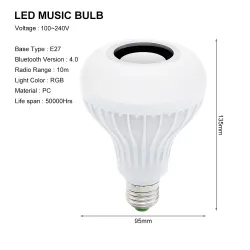 Smart RGB / LED bulb - dimmable - with Bluetooth speaker - remote - E27 - 12WBluetooth speakers