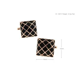 Gold - black check design - square cufflinksCufflinks