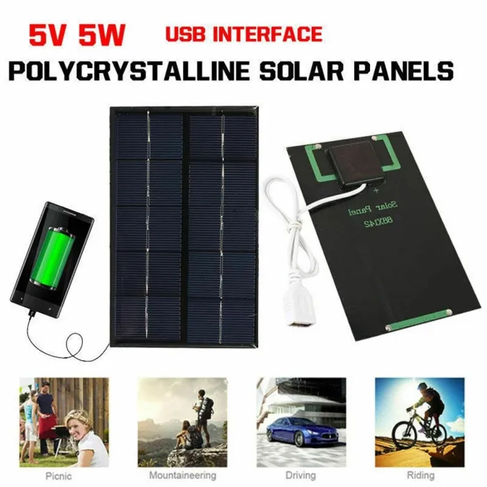 USB solcellepanel - hurtiglader - 5W