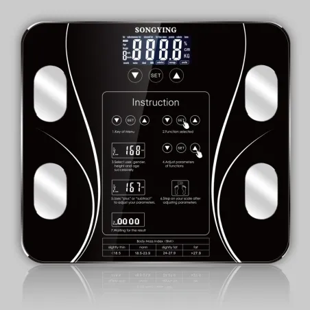 Elektronische intelligente Waage - 13 Körperindex - Körperfett - BMI - LCD-Display