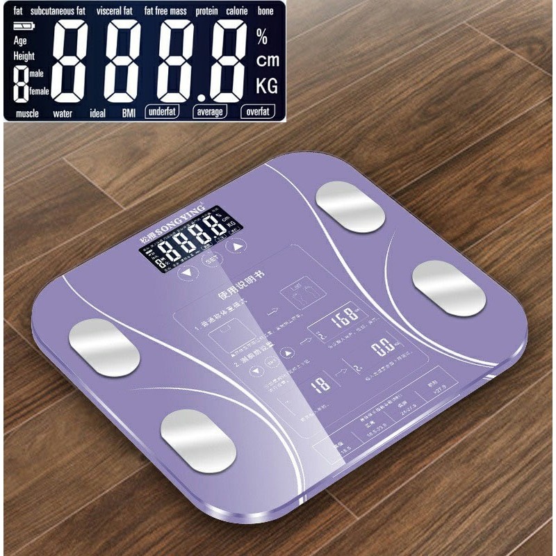 Elektronische intelligente Waage - 13 Körperindex - Körperfett - BMI - LCD-Display