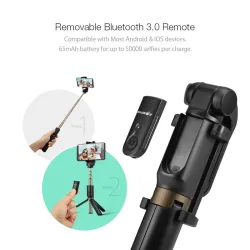 3 i 1 - trådlöst ministativ / selfiestick - Bluetooth - för smartphone