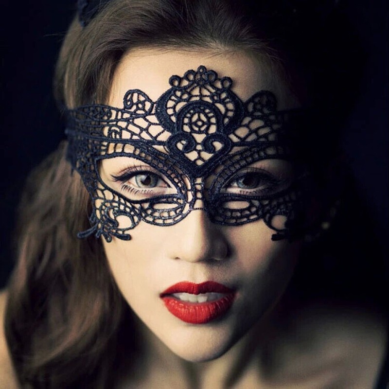 máscara de olho de renda preta veneziana
