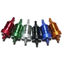 Motorcykel gas / bränsle / bensin / oljefilter i aluminium - med clips - 6 mm