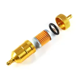 Motorcykel gas / bränsle / bensin / oljefilter i aluminium - med clips - 6 mm