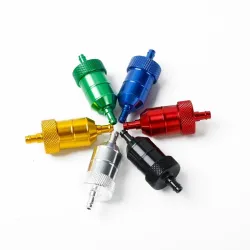 Aluminium motor gas/brandstof/benzine/olie filter - met clips - 6 mmMotorfiets onderdelen