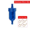 Gas- / Kraftstoff- / Benzin- / Ölfilter aus Aluminium für Motorräder - mit Clips - 6 mm