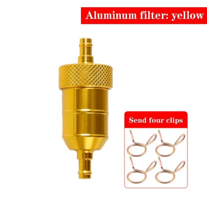 Aluminium motor gas/brandstof/benzine/olie filter - met clips - 6 mmMotorfiets onderdelen