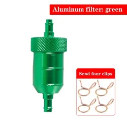 Aluminium motor gas/brandstof/benzine/olie filter - met clips - 6 mmMotorfiets onderdelen