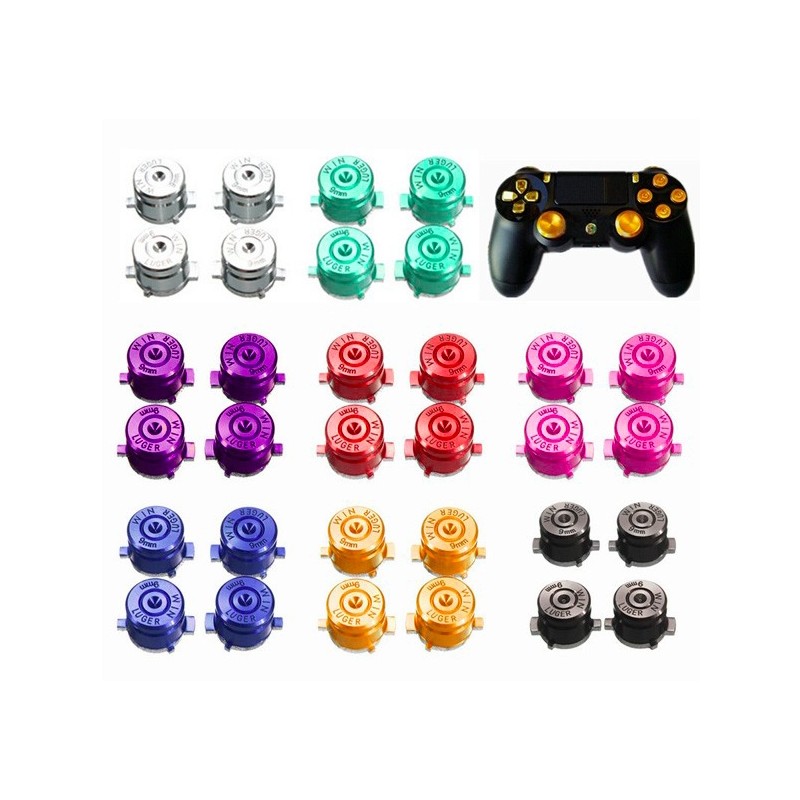 Botões de metal - botões de ação de bala - para controle de Playstation 4/3 - 4 peças