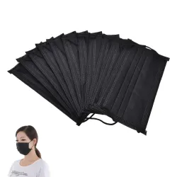 Masques de protection visage / bouche - jetables - 4 couches - noir - 50 pièces