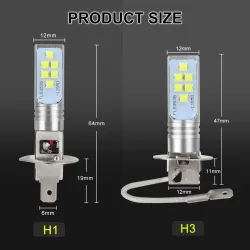 Car LED bulb - super bright - 12 3535 SMD - 12V 24V 6000K - H1 - H3 - 2 piecesH1