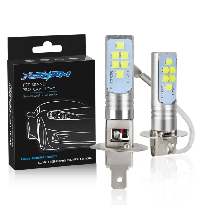 Bil LED-lampa - superljus - 12 3535 SMD - 12V 24V 6000K - H1 - H3 - 2 st