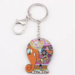 Éléphant acrylique coloré - porte-clés