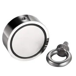 Aimant néodyme double face - aimant de pêche - avec piton - 300Kg - D60mm