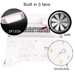 Tutto in 1 - asciuga unghie / raccogli polvere per unghie / trapano per unghie - lampada UV LED - 54 W - 25000 RPM