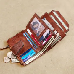 Portafoglio multifunzione vintage - protezione RFID - vera pelle