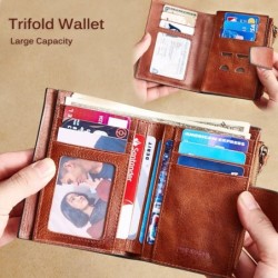 Wielofunkcyjny portfel vintage - ochrona RFID - skóra naturalnaPortfele