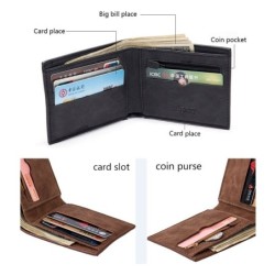 Portefeuille court en cuir - porte-cartes - avec fermeture éclair