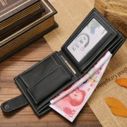 Krótki portfel męski - etui na karty - skóra naturalnaPortfele