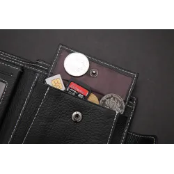 Krótki portfel męski - etui na karty - skóra naturalnaPortfele