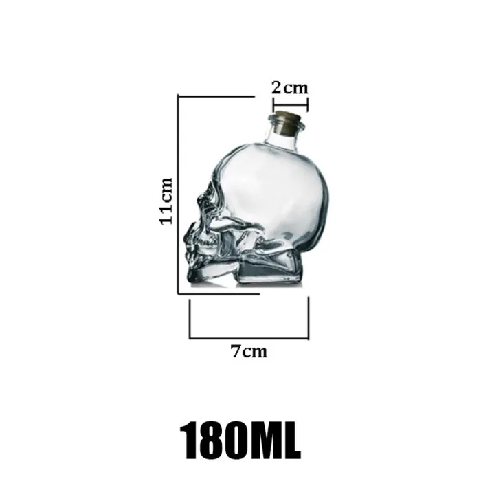 Skull shaped glass decanter - for vodka / whiskey / wine - 180ml - 400ml - 750mlBar supply