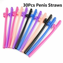 Canudos em forma de pênis - plástico - 30 peças