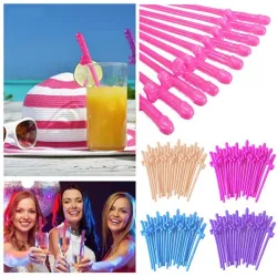 Pailles en forme de pénis - plastique - 30 pièces